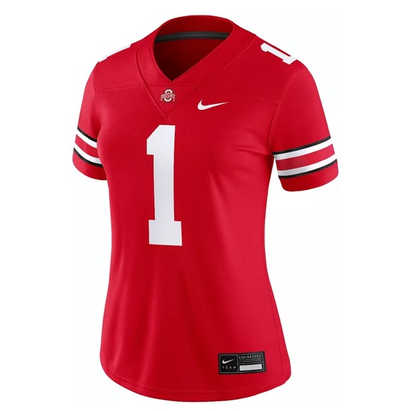 Nike Red Fitted Ohio State Jersey with White Accents - Picture 1 of 3